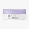 Ein rundes, weißes Glas mit einem violetten Deckel und der Aufschrift „Geek & Gorgeous Mighty Melt 150 ml“.