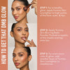 Anwendungshinweise zum Yummy Skin Blurring Balm Powder Lowlighter in 3 Schritten.