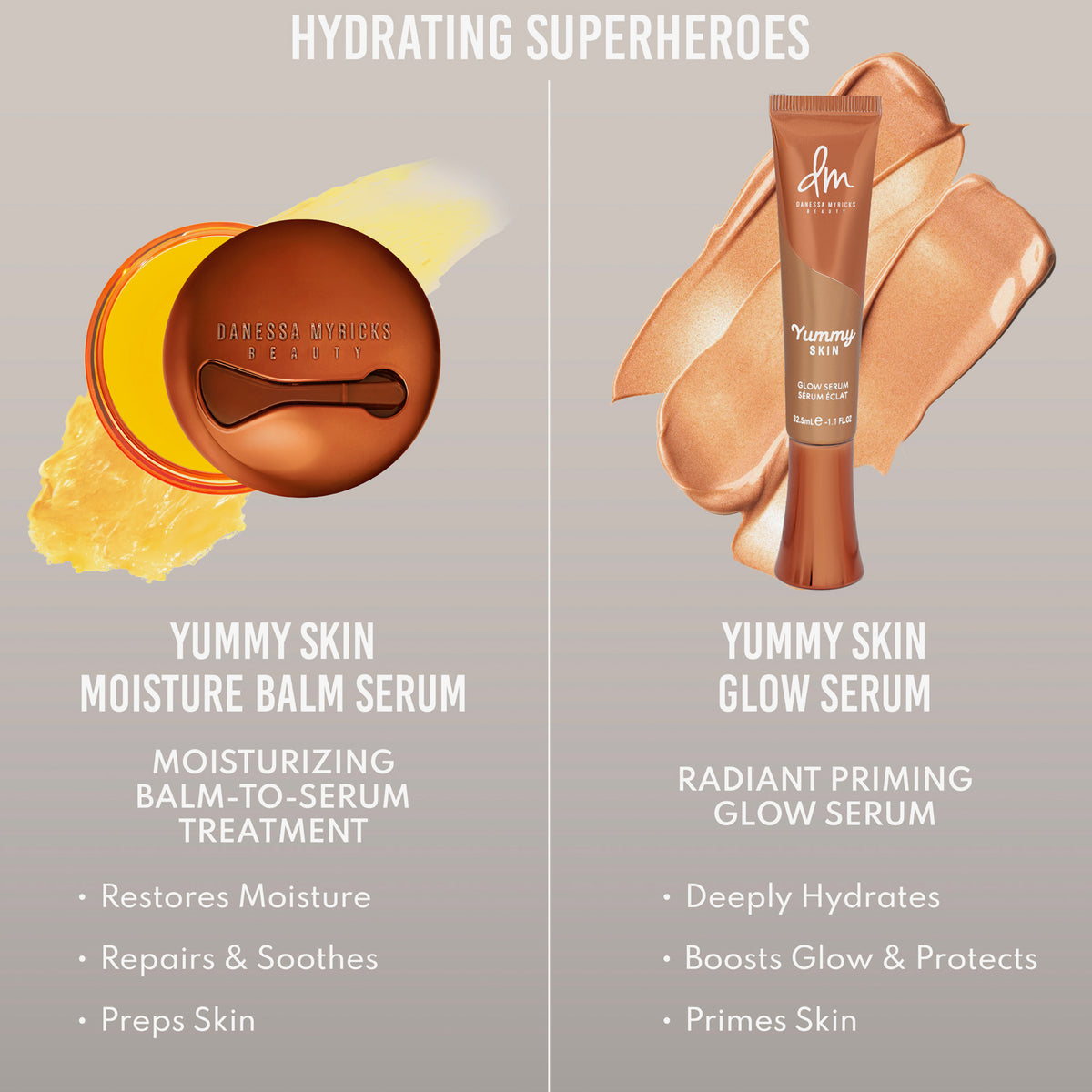 Vorteile des Yummy Skin Moisture Repair Balm Serum und des Yummy Skin Glow Serum von Danessa Myricks.