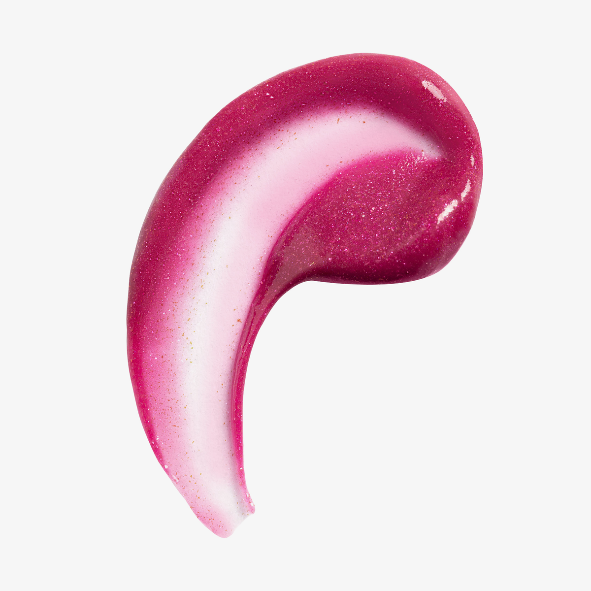 Ein Wirbel aus glänzendem Magenta und Weiß: Der Nagellack Lumene GARDEN OF TREATS SET 2026 mit Schimmer auf weißem Hintergrund.
