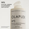 Offene Flasche N°5 Bond Maintenance Conditioner neben Text: "90% glatter, besser zu entwirren, gepflegter."