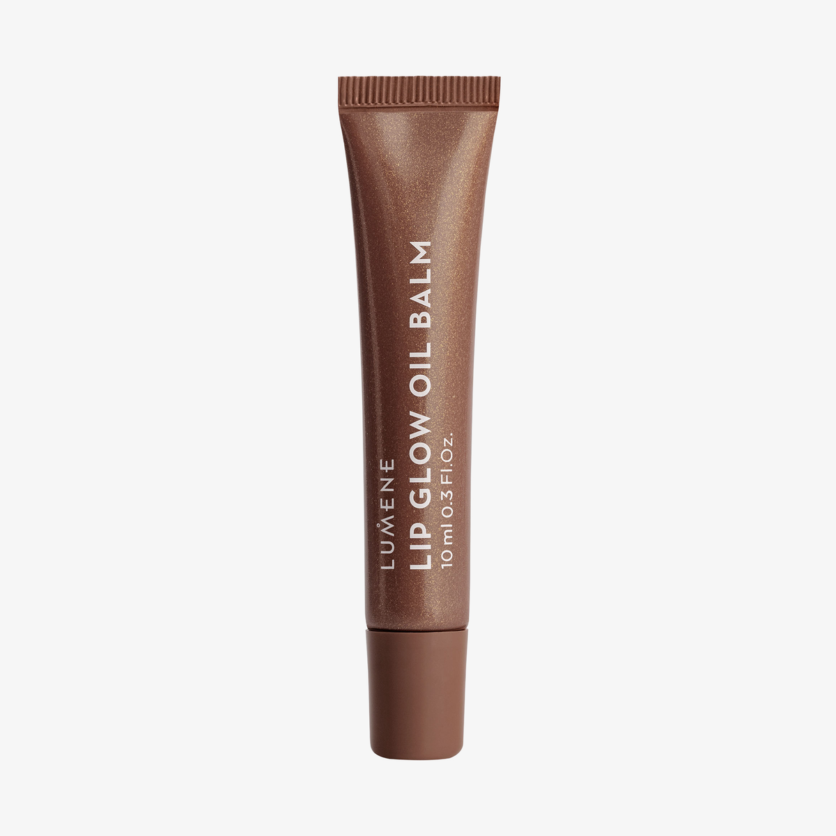 Eine braune Tube aus dem GARDEN OF TREATS SET 2026 von Lumene steht aufrecht auf einem weißen Hintergrund.
