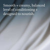 Text auf weichem, cremigem Hintergrund: Living Proof Full Conditioner – geschmeidige, cremige Formel, ausgewogene Pflege, zum Nähren entwickelt.