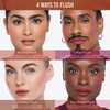 Personen mit 4 unterschiedlichen Hauttönen und unterschiedlichen Weisen des Auftrag für einen natürlichen, lifted, kontourierten und sonnengeküssten Look.