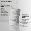 Die Rich Hydration Mask für tiefenwirksame Feuchtigkeit und die Weightless Nourishing Mask, die jeweils mit Details für verschiedene Haartypen versehen sind.