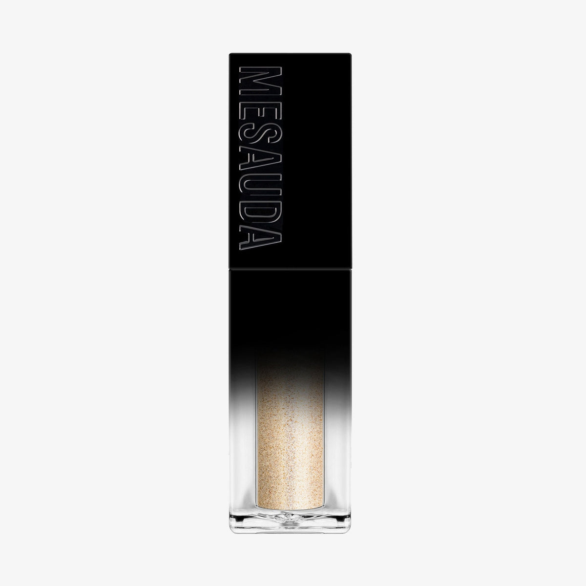 Der Galactic Shadow Flüssigliedschatten von Mesauda Beauty in einer rechteckigen Tube mit dem Mesauda-Label auf einer schwarzen Kappe.