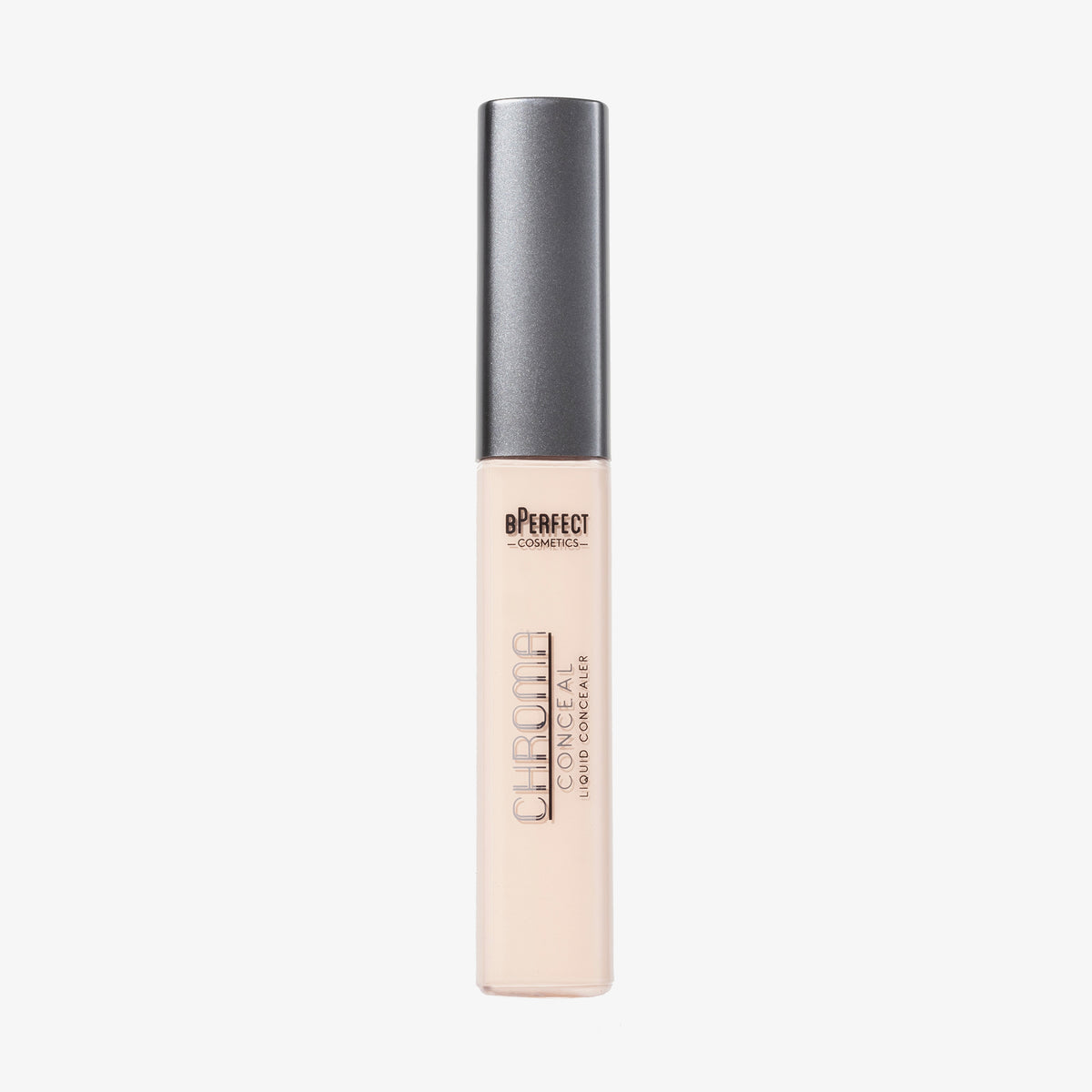 Eine Tube Chroma Conceal Liquid Concealer im hellen Farbton C2, grauer Kappe und durchsichtigem Körper.