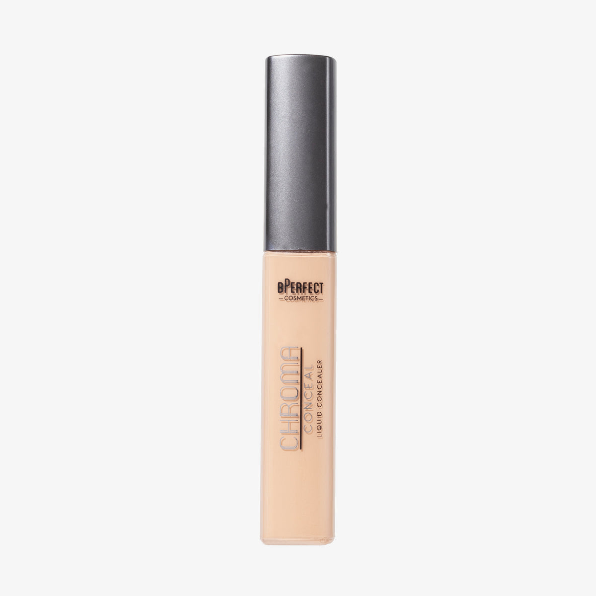 Eine Tube Chroma Conceal Liquid Concealer in hellem Farbton W3, grauer Kappe und durchsichtigem Körper.