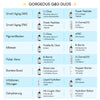 Tabelle mit empfohlenen Geek & Gorgeous-Hautpflegeduos für verschiedene Hautprobleme.