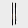 Schwarzer Sketch & Sculpt Augenbrauenstift in der Farbe Almost Black von LH Cosmetics: eine Stiftspitze und eine Filzspitze.