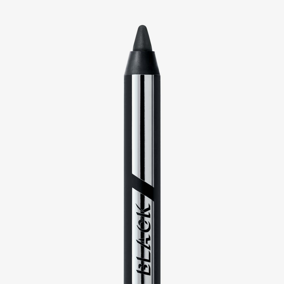 Der wasserfeste Bombay Black Eye Pencil mit seiner metallisch-silbernen Hülle ist auf einem schlichten weißen Hintergrund abgebildet.