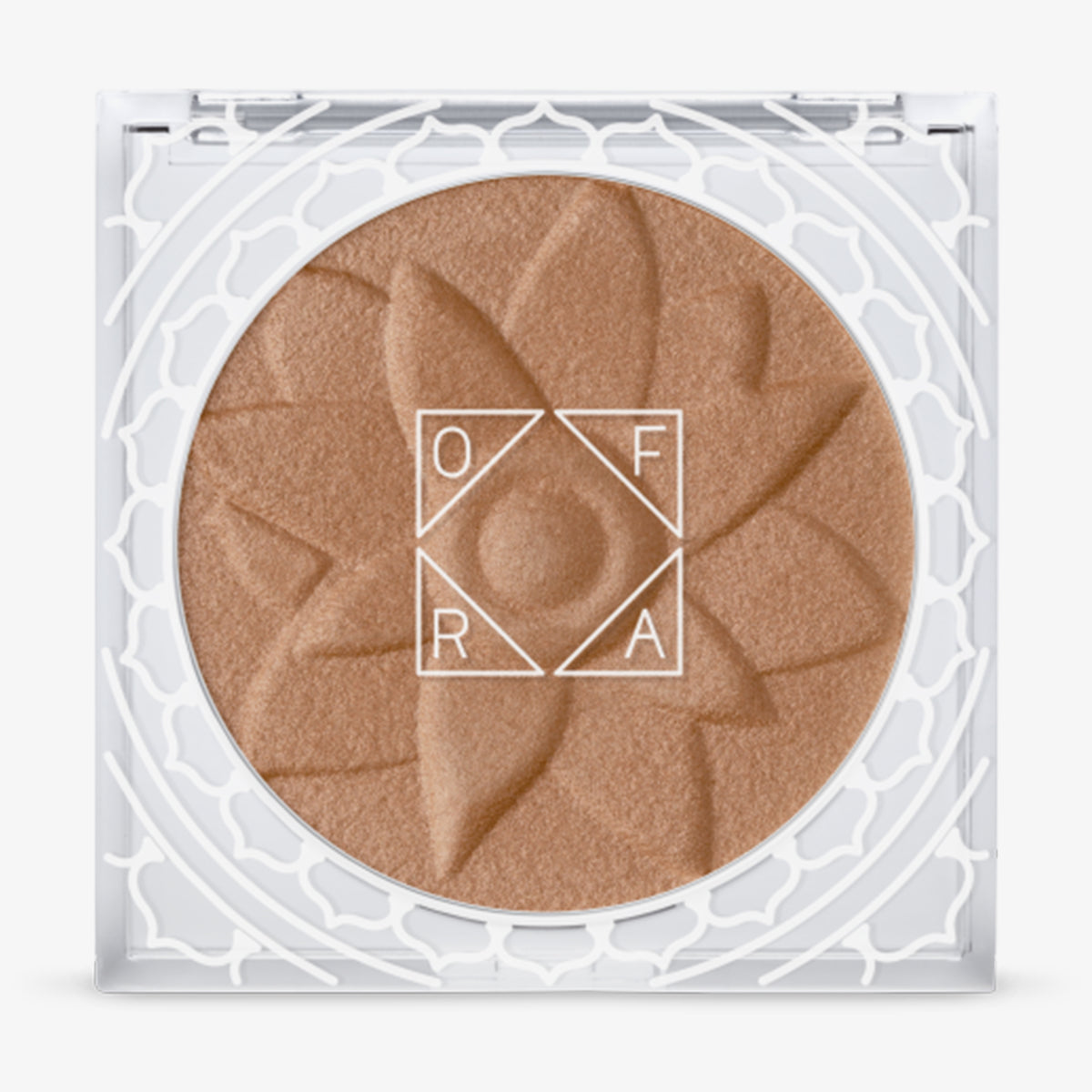 OFRA Pure Glow Finishing Powder in der Nuance Dark in runder, transparenter Dose mit weißem Deckel und Purish-Branding, auf weißem Hintergrund.
