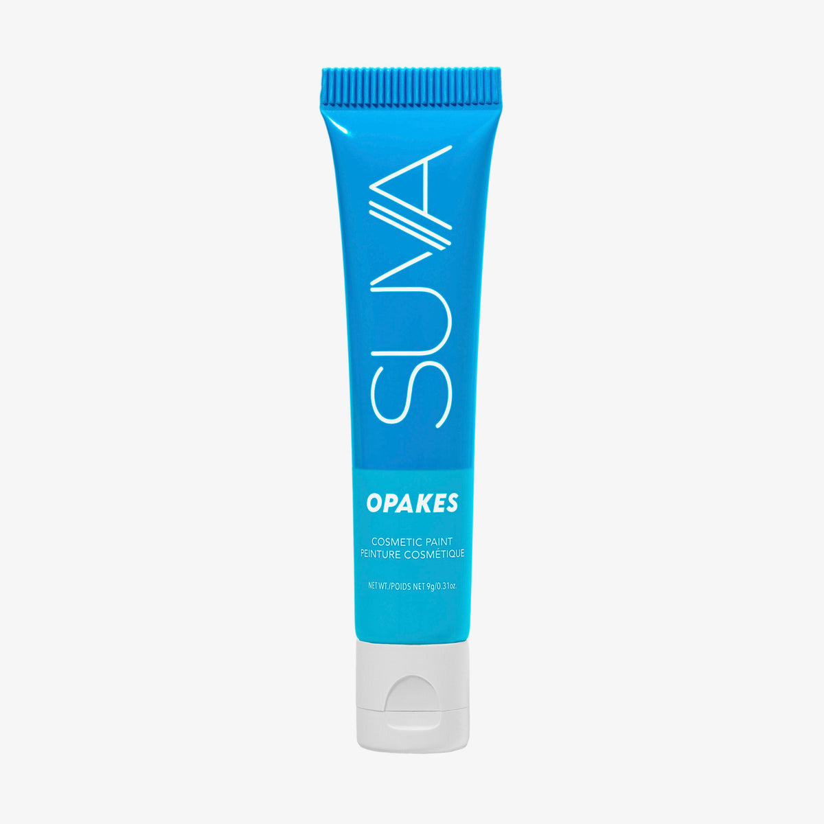 Blaue Tube Opakes Cosmetic Paint von SUVA Beauty auf weißem Hintergrund.