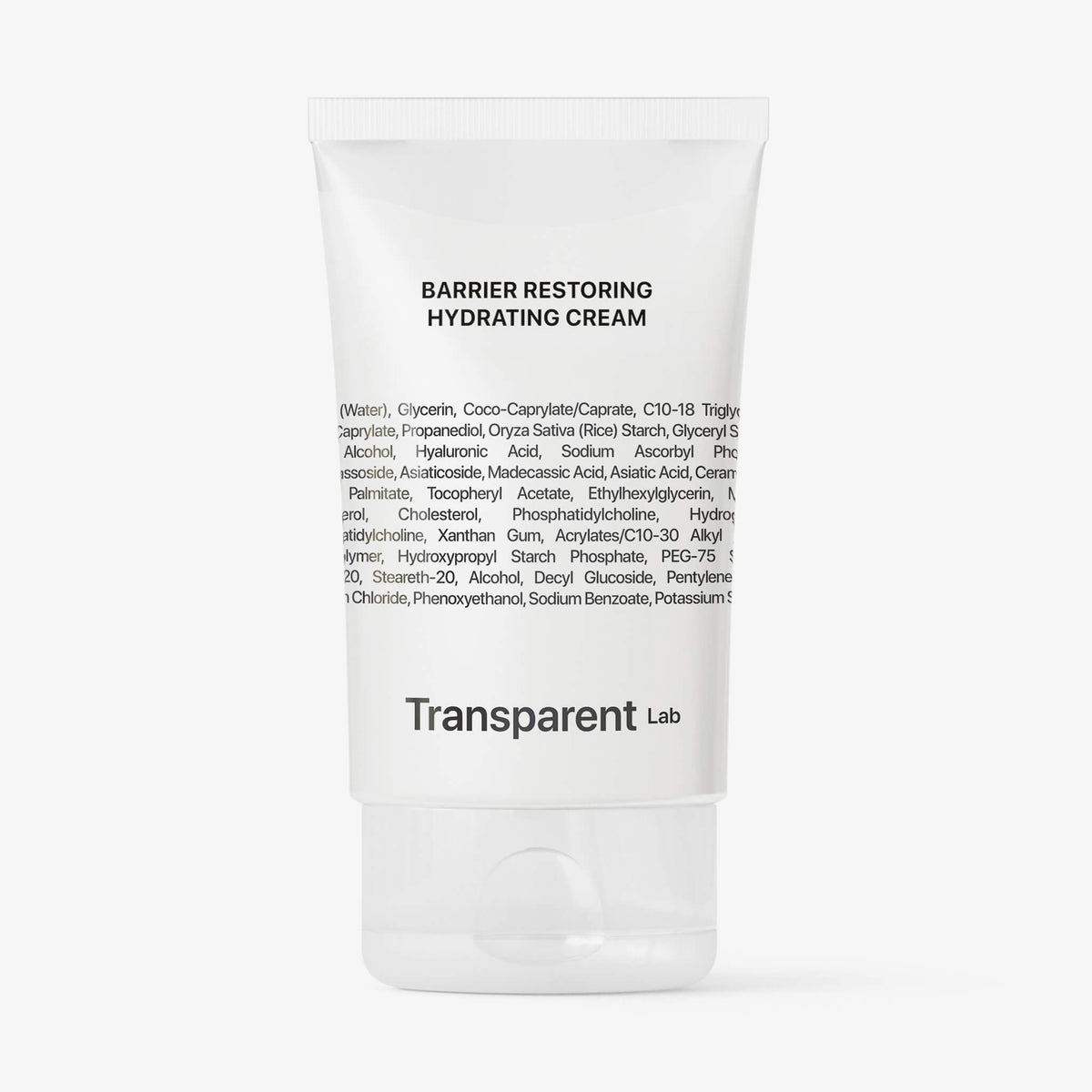 Eine Tube Barrier Restoring Hydrating Cream auf weißem Hintergrund.