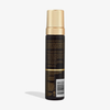 Eine Flasche Self Tanning Foam Liquid Gold mit goldenem Deckel und Text vor weißem Hintergrund