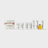 Olaplex Discovery Kit mit acht Mini-Haarpflegeprodukten, die in einer Reihe auf weißem Hintergrund angeordnet sind.