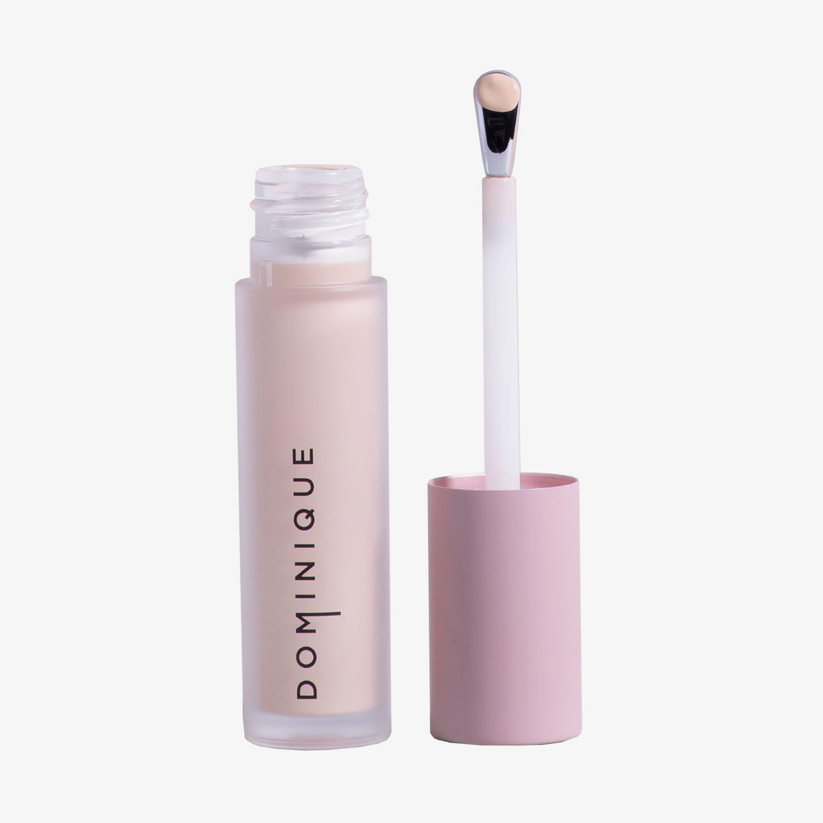 Auf weißem Hintergrund ist eine geöffnete Tube Wide Awake Full Coverage Concealer Vanilla Cream mit rosa Kappe und Applikatorstab abgebildet.