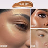 Drei Nahaufnahmen zeigen den Vision Flush Glow Majesty auf dunkler, mittlerer und heller Haut.