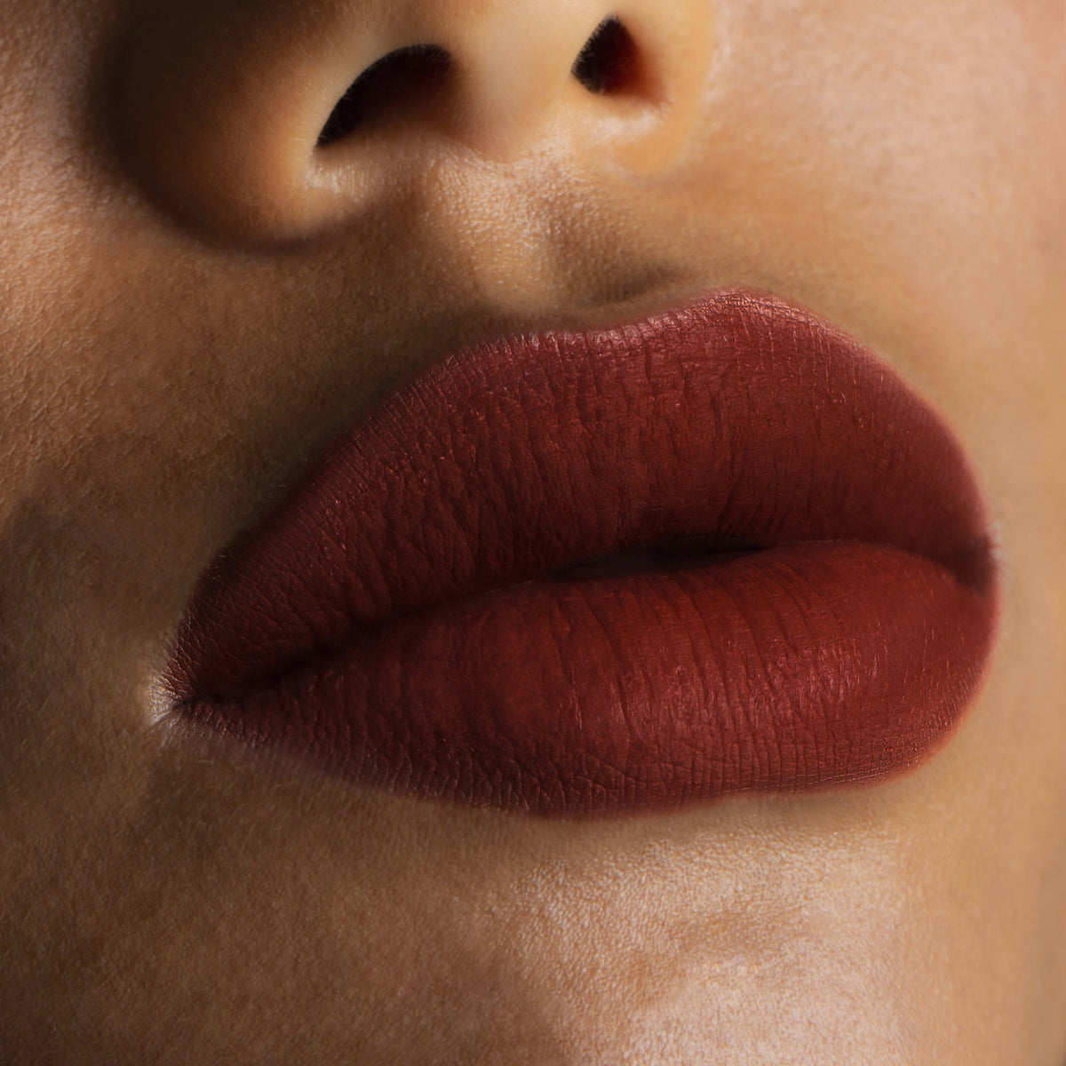 Nahaufnahme von Lippen die mit dem Sublimatte Matte Liquid Lipstick von Mesauda Beauty geschminkt sind. Farbe: 203 Magnificent