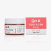 Tiegel und Schachtel der Collagen Face Cream, beide weiß und rosa, abgebildet auf weißem Hintergrund.
