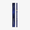 Brow Divine Augenbrauenstift in Blau mit passender blauer Verpackung, beide aufrecht stehend auf weißem Hintergrund.