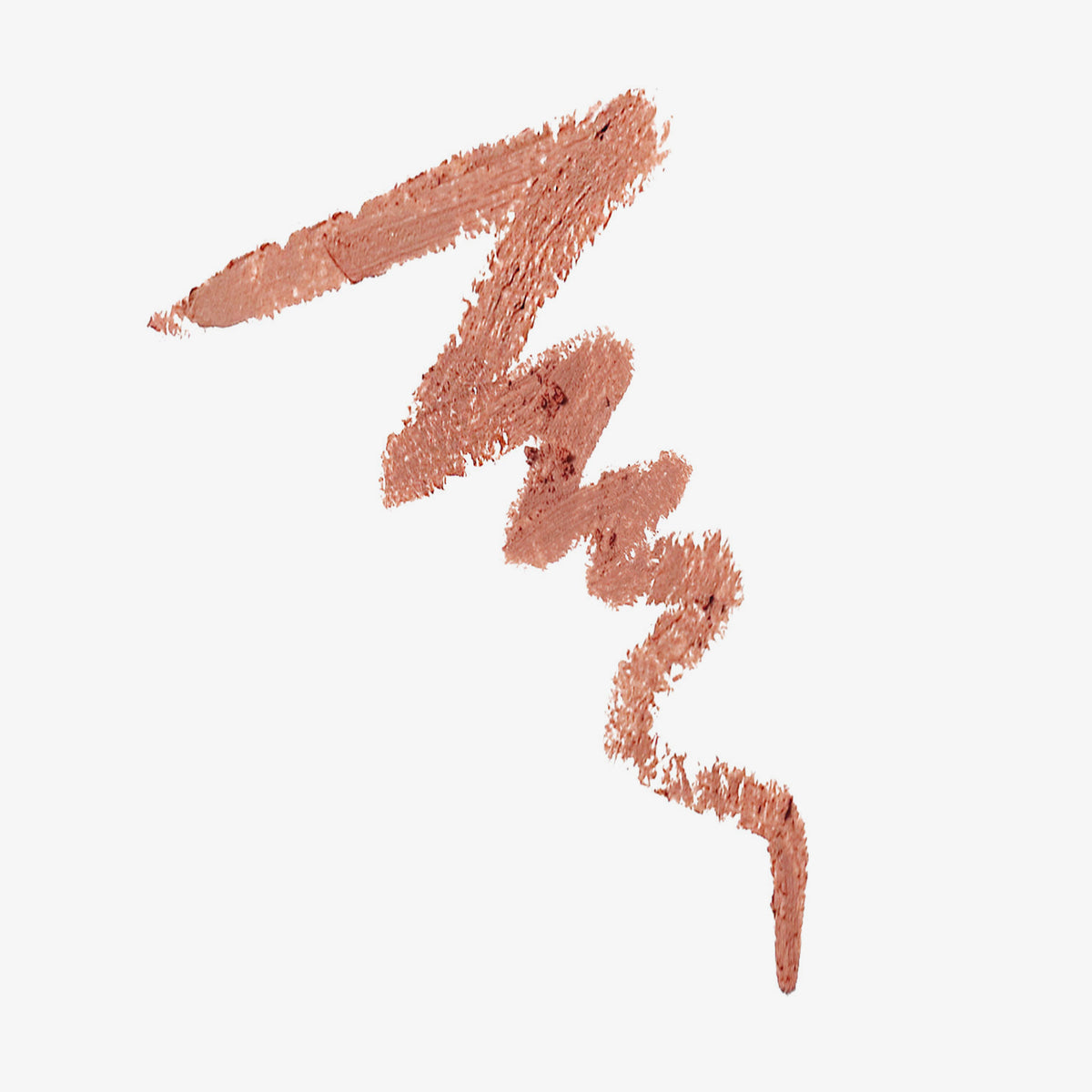 Zickzackförmiger Swatch des NABLA Close-Up Lip Shaper in der Farbe Nude #1.5 – ein heller Roséton mit kühlem Unterton und matter Oberfläche auf weißem Hintergrund.