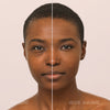 Gesicht einer Frau vor und nach der Verwendung des Wide Awake Full Coverage Concealers Hazelnut; nachher ebenmäßig leuchtender Teint.