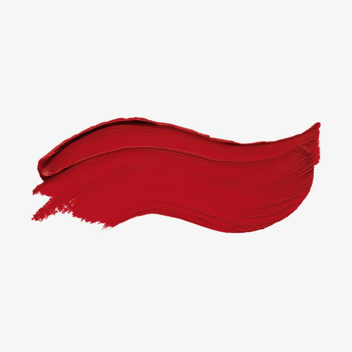 Ein kräftiger roter Abstrich des Cult Matte Lipstick von Mesauda Beauty auf weißem Hintergrund.