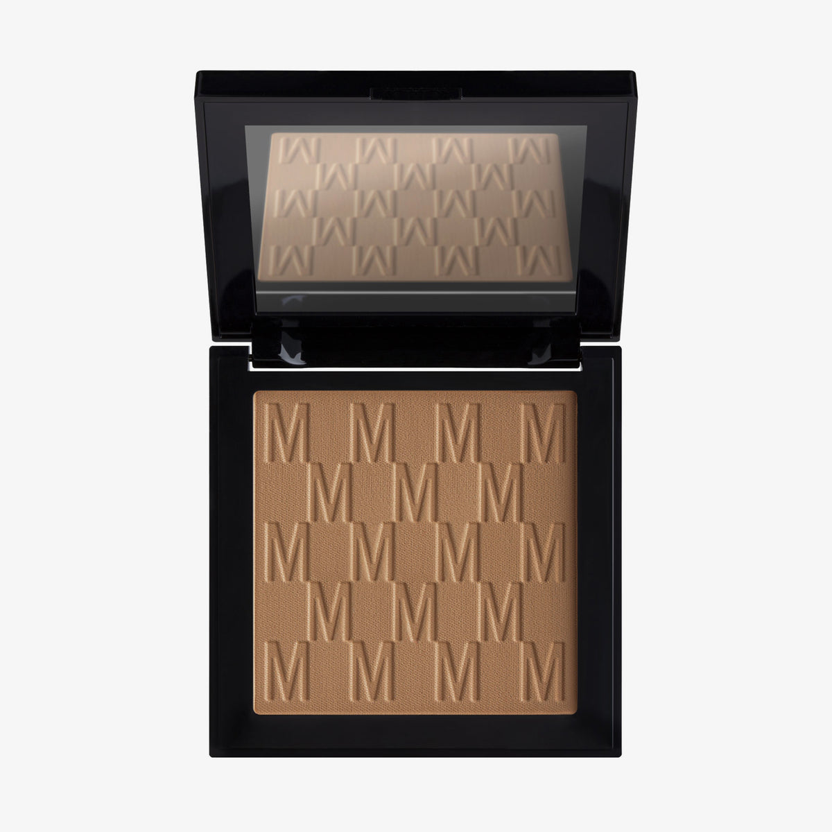 Der cremige Bronzer Bronze Venus von Mesauda Beauty in einer quadratischen Produktschale und integriertem Spiegel im Deckel und eingeprägtem M-Muster.

