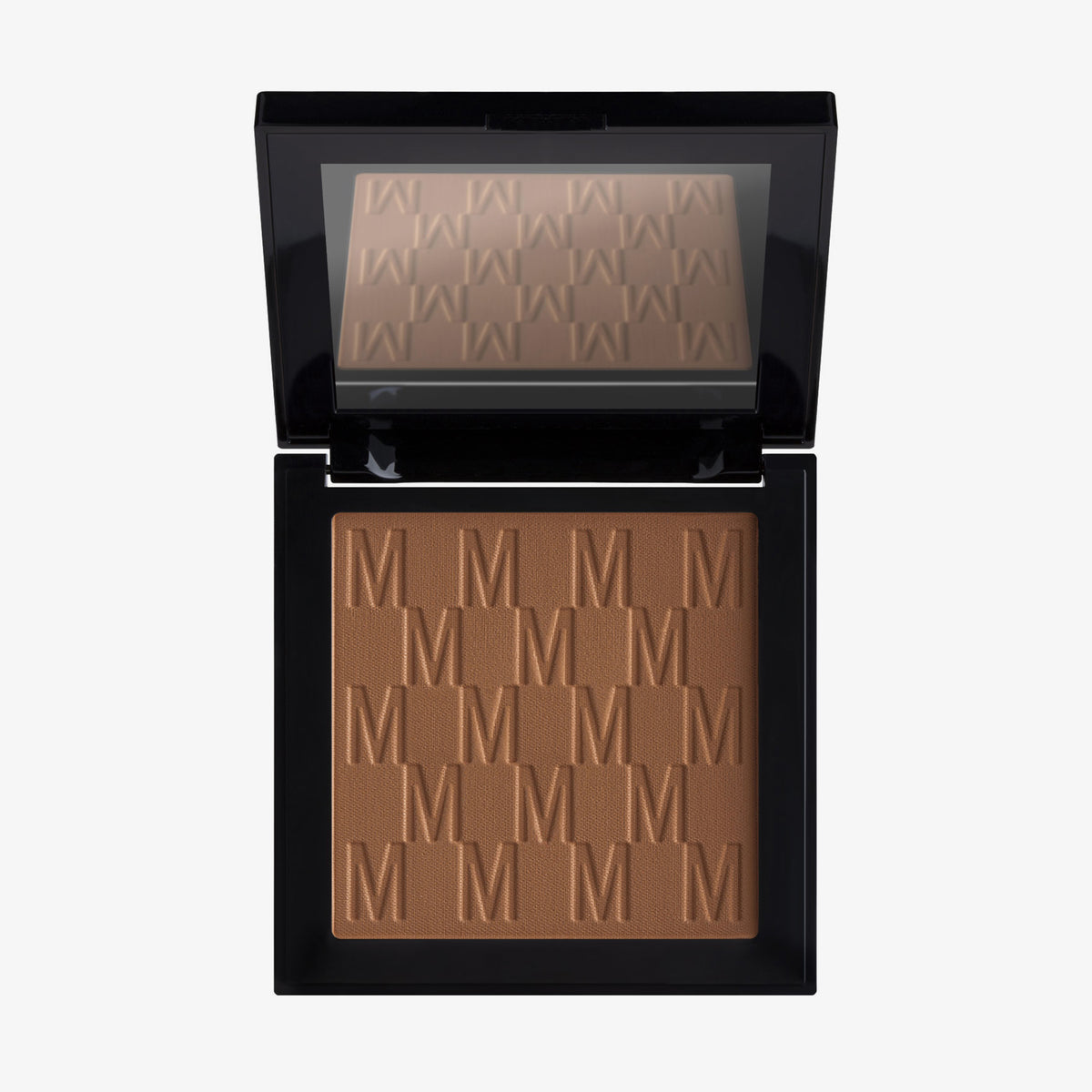Der cremige Bronzer Bronze Venus von Mesauda Beauty in einer quadratischen Produktschale und integriertem Spiegel im Deckel und eingeprägtem M-Muster.
