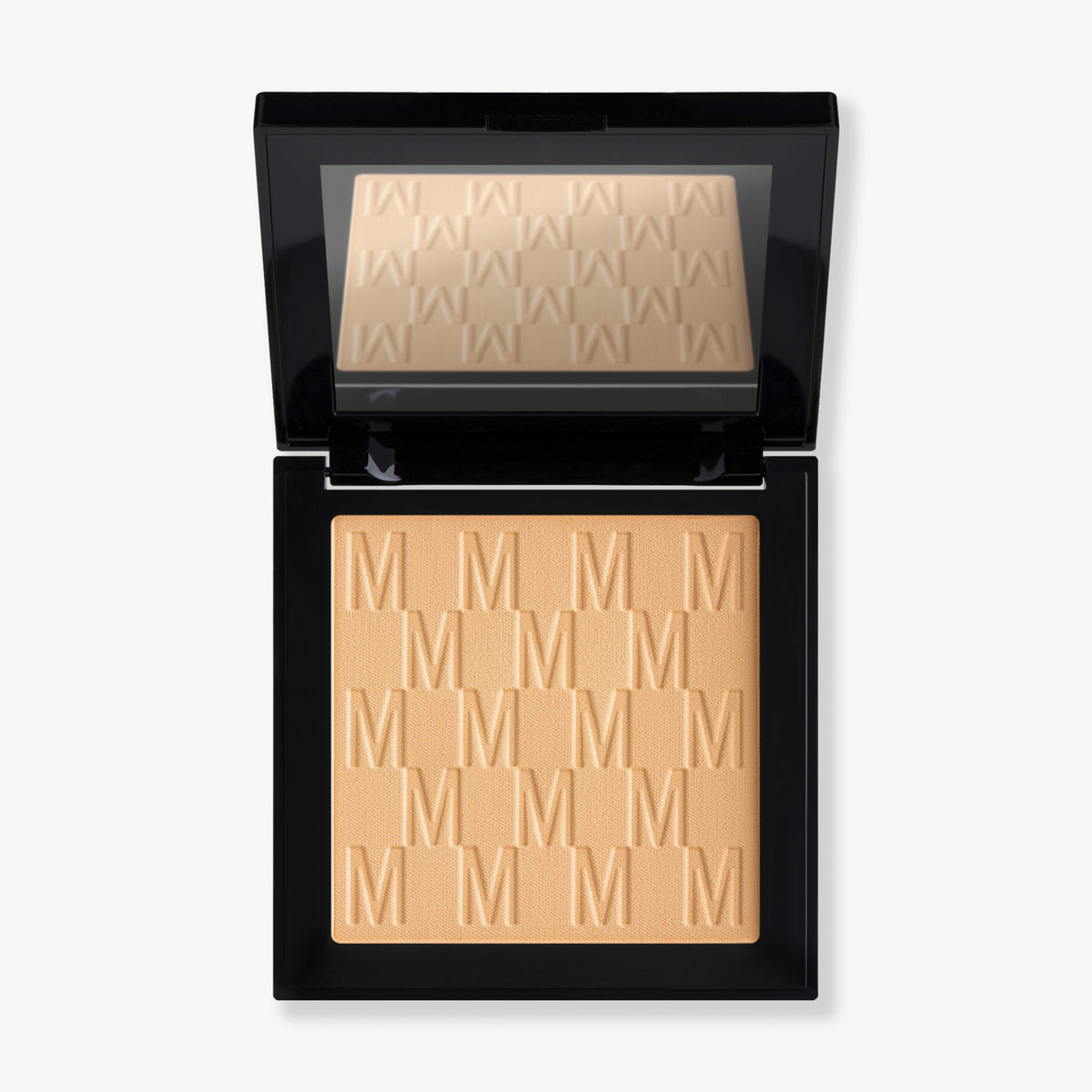 Das Puder Nude Venus von Mesauda Beauty in einer quadratischen Produktschale und integriertem Spiegel im Deckel und eingeprägtem M-Muster.
