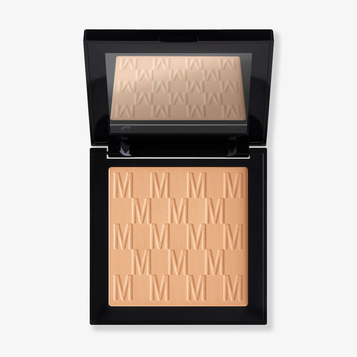 Das Puder Nude Venus von Mesauda Beauty in einer quadratischen Produktschale und integriertem Spiegel im Deckel und eingeprägtem M-Muster.
